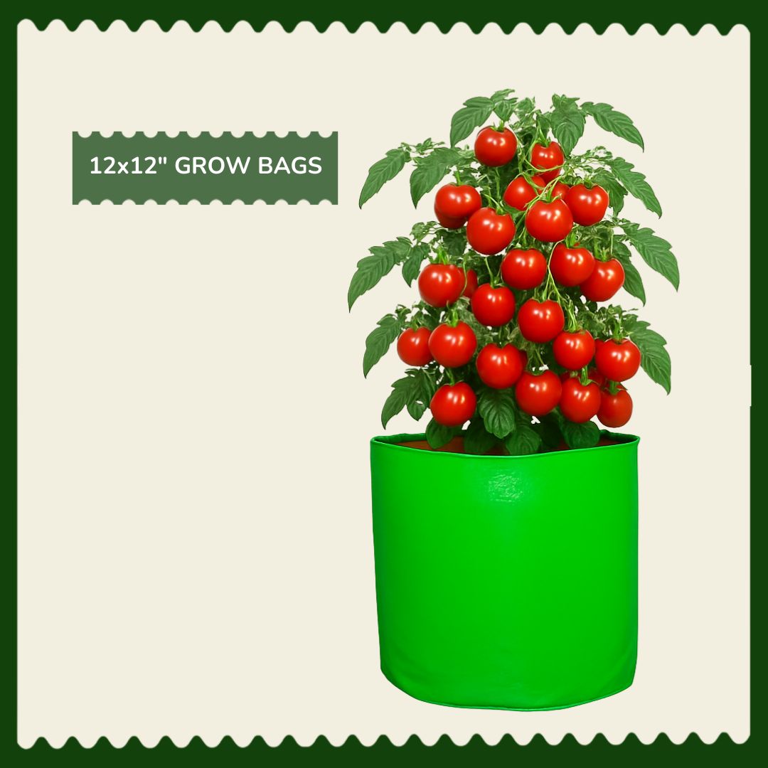12"x12" HDPE Grow Bags for Vegetables | UV-Stabilized, Reusable Planter Bags | 230 GSM