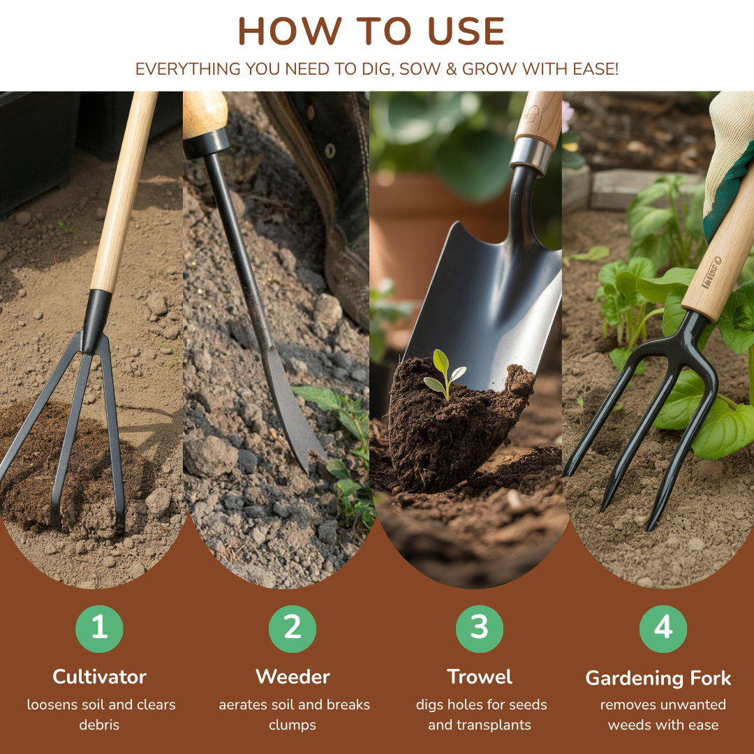 🔧 4 PCS Garden Tool Kit – Essential Hand Tools for Your Garden🌱