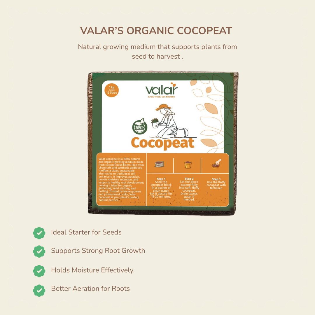 Cocopeat | Natural Growing Medium for Home & Terrace Gardening (1Kg & 5Kg)