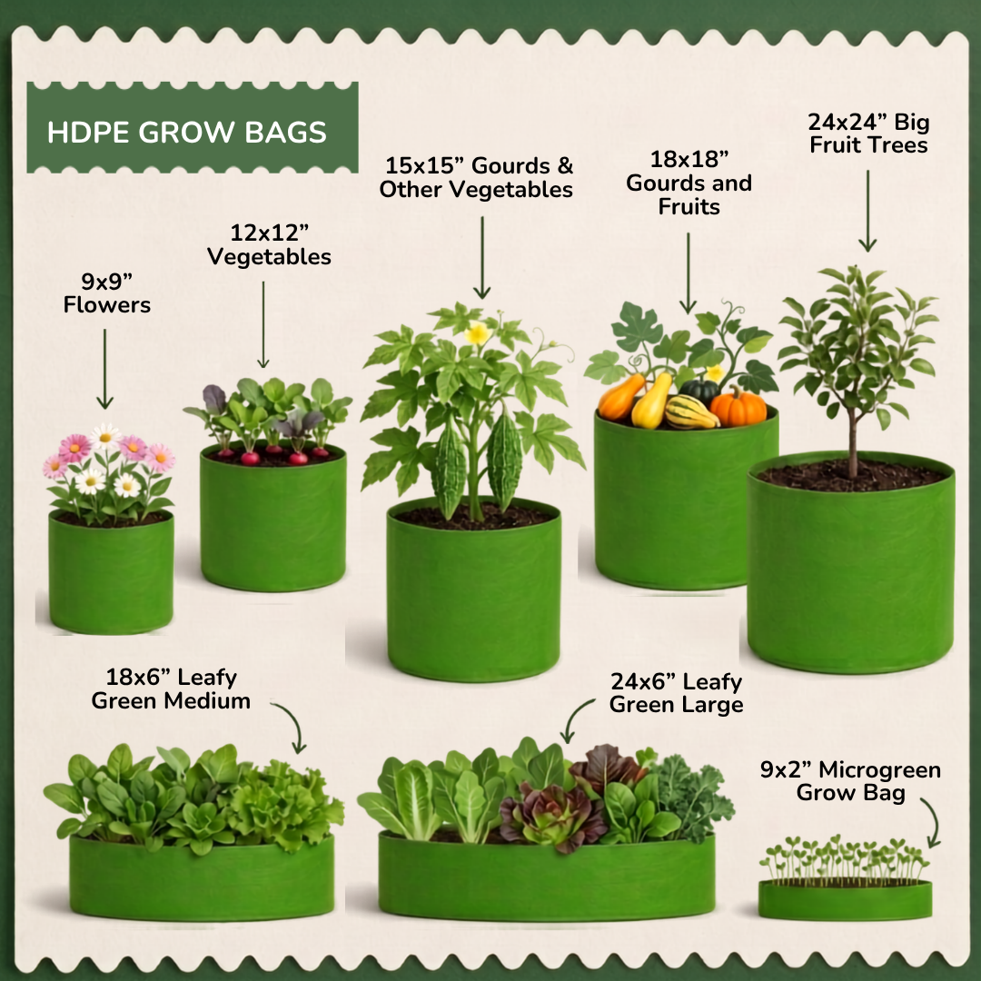 HDPE Grow Bags for Perfect Gardens | UV-Stabilized, Reusable Planter Bags | 230 GSM