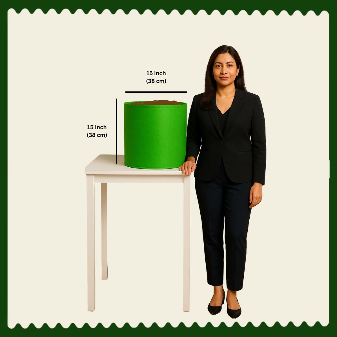 15"x15" HDPE Grow Bags for Gourds, Root Vegetables | UV-Stabilized, Reusable Planter Bags | 230 GSM