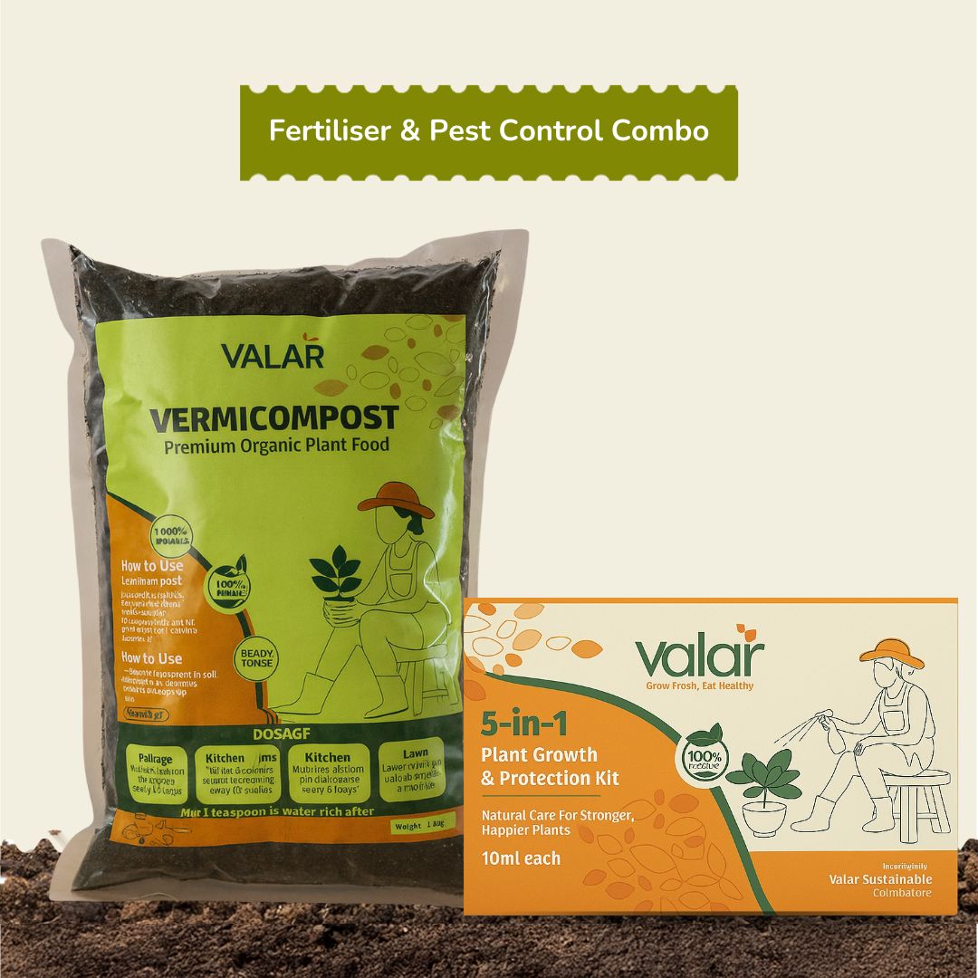 Organic fertiliser and Plant Care Combo - (1kg Vermicompost + 5 in 1 Plant Protection)