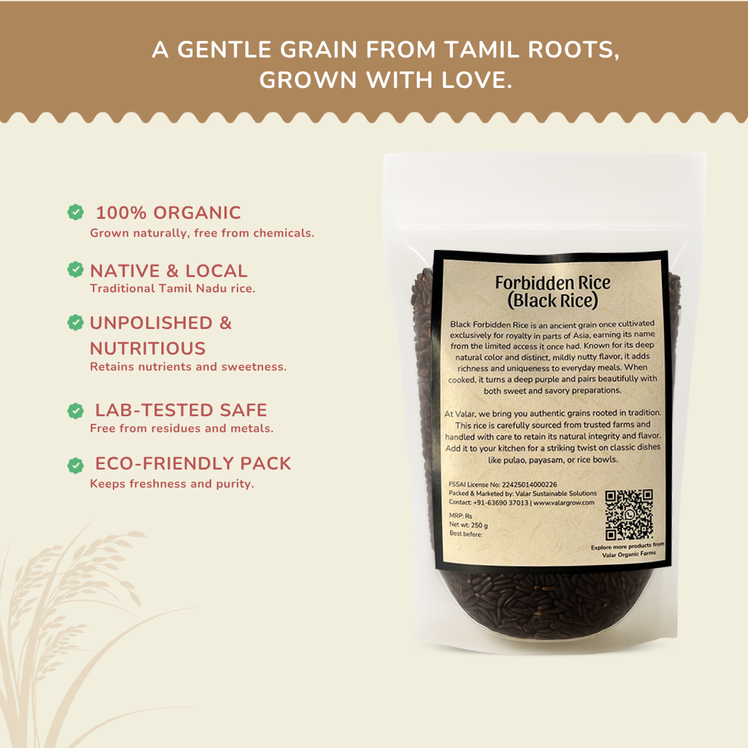 🌾 Valar Black Rice – 250g | Traditional Heirloom Superfood | Antioxidant-Rich, Iron-Loaded, Gluten-Free Grain