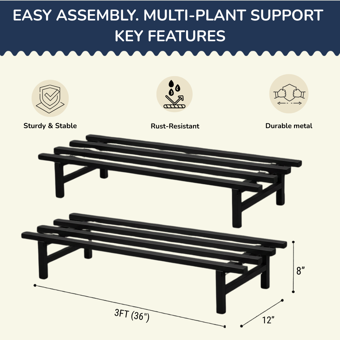 Set of 2 - Grow Bag Plant Stand (Black 12" width)