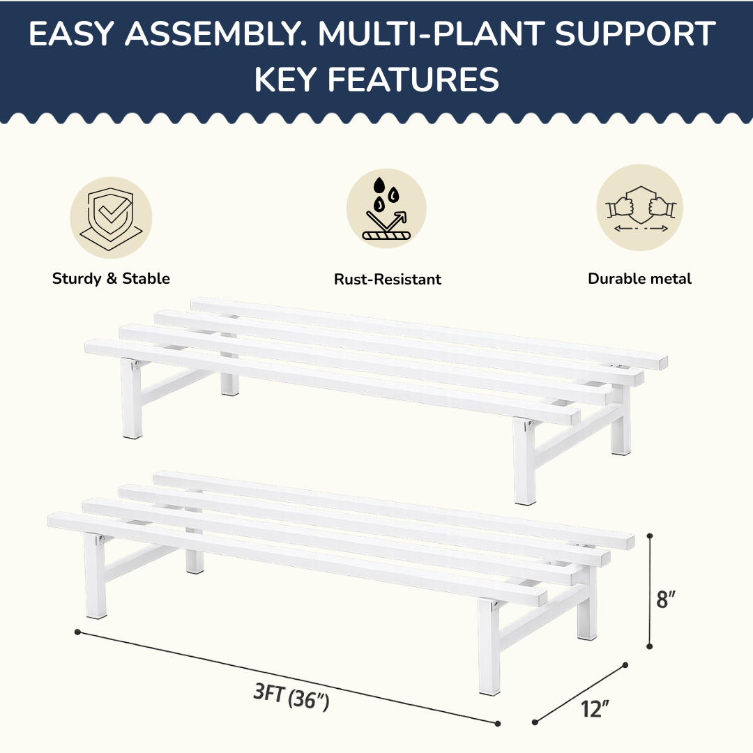 Set of 2 - Grow Bag Plant Stand (White 12" width)