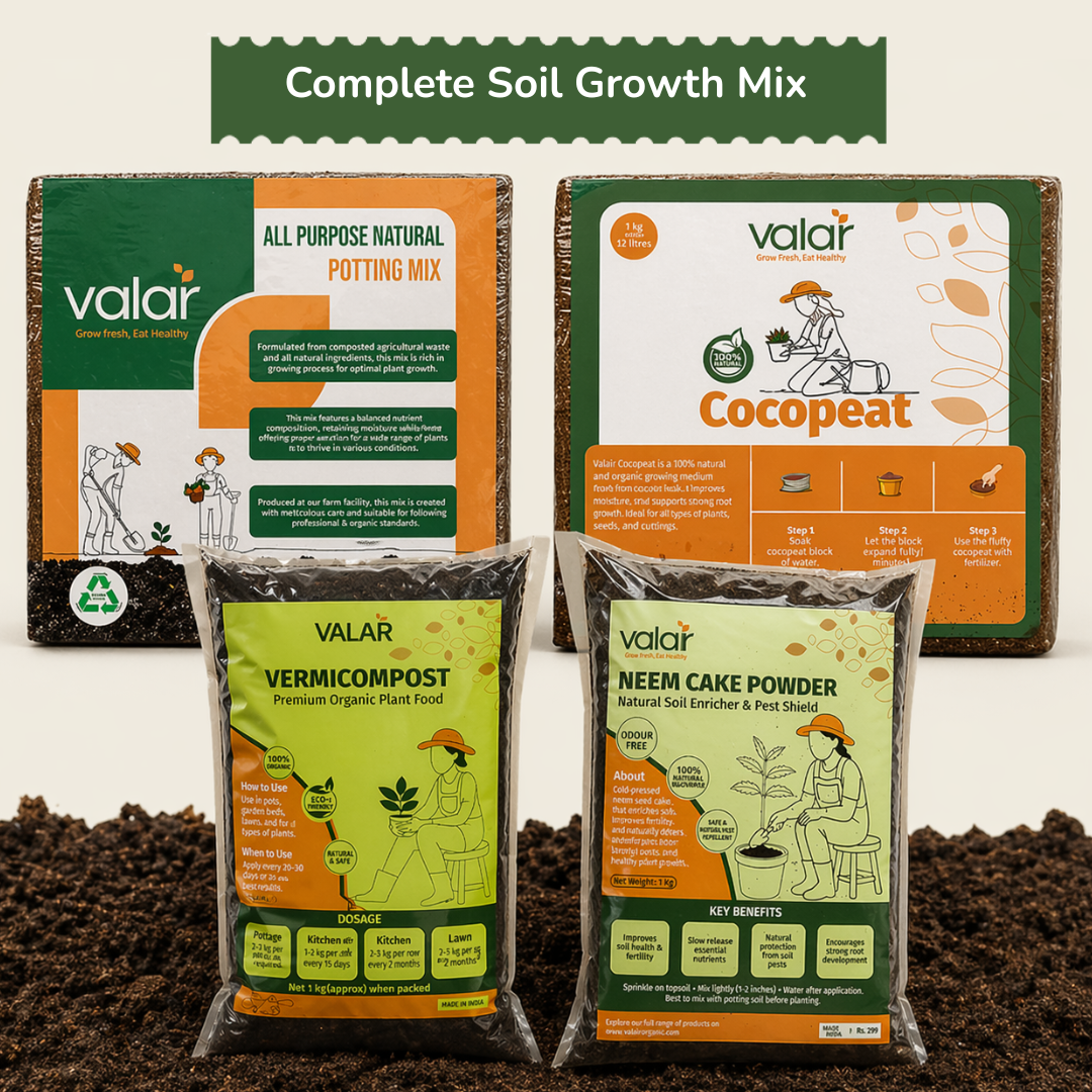 Complete Soil Growth Mix (Makes 10 Kgs) - Soil-Less  Potting Mix, Cocopeat, Vermicompost, Neem Cake FREE Grow bag