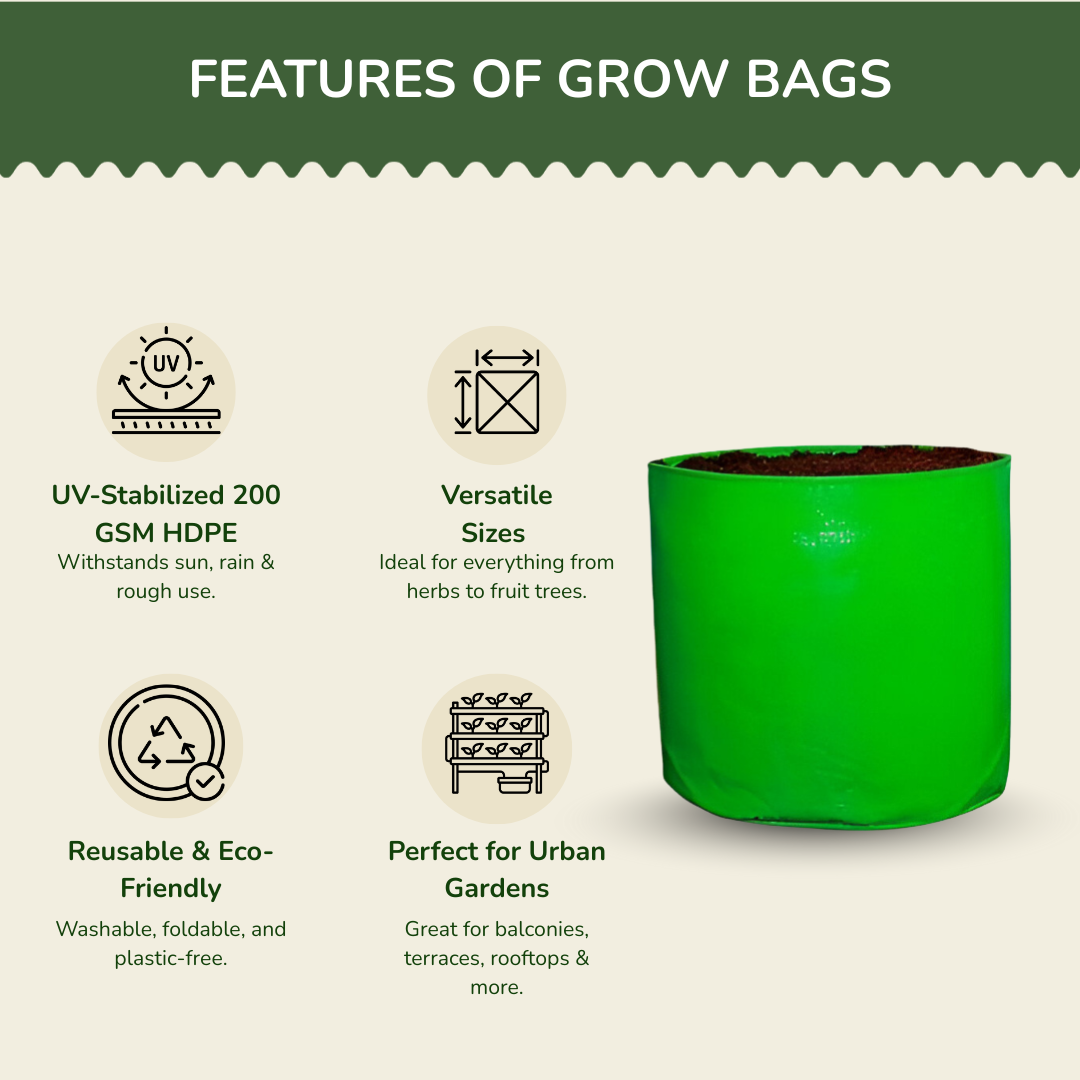 18x18 Inch HDPE Grow Bags | UV-Stabilized, Reusable Planter Bags