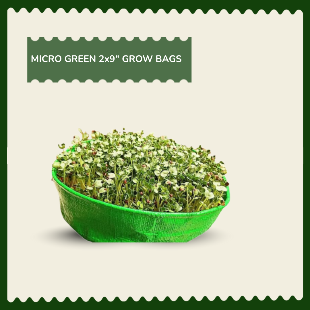 2x9 Inch Micro Green HDPE Grow Bags | UV-Stabilized, Reusable Planter Bags