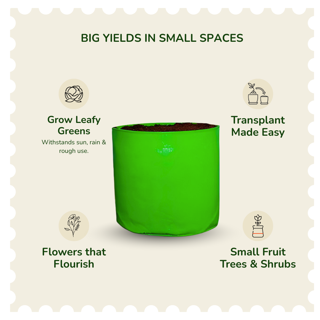 2x9 Inch Micro Green HDPE Grow Bags | UV-Stabilized, Reusable Planter Bags