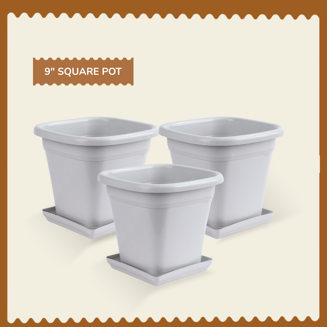 Valar 9 Inch Plastic Plant Pot (Pack of 5)for Herbs, Vegetables & Flowers | UV-Resistant, Crack-Proof Planter with Drainage Holes | Perfect for Balcony & Indoor Gardening