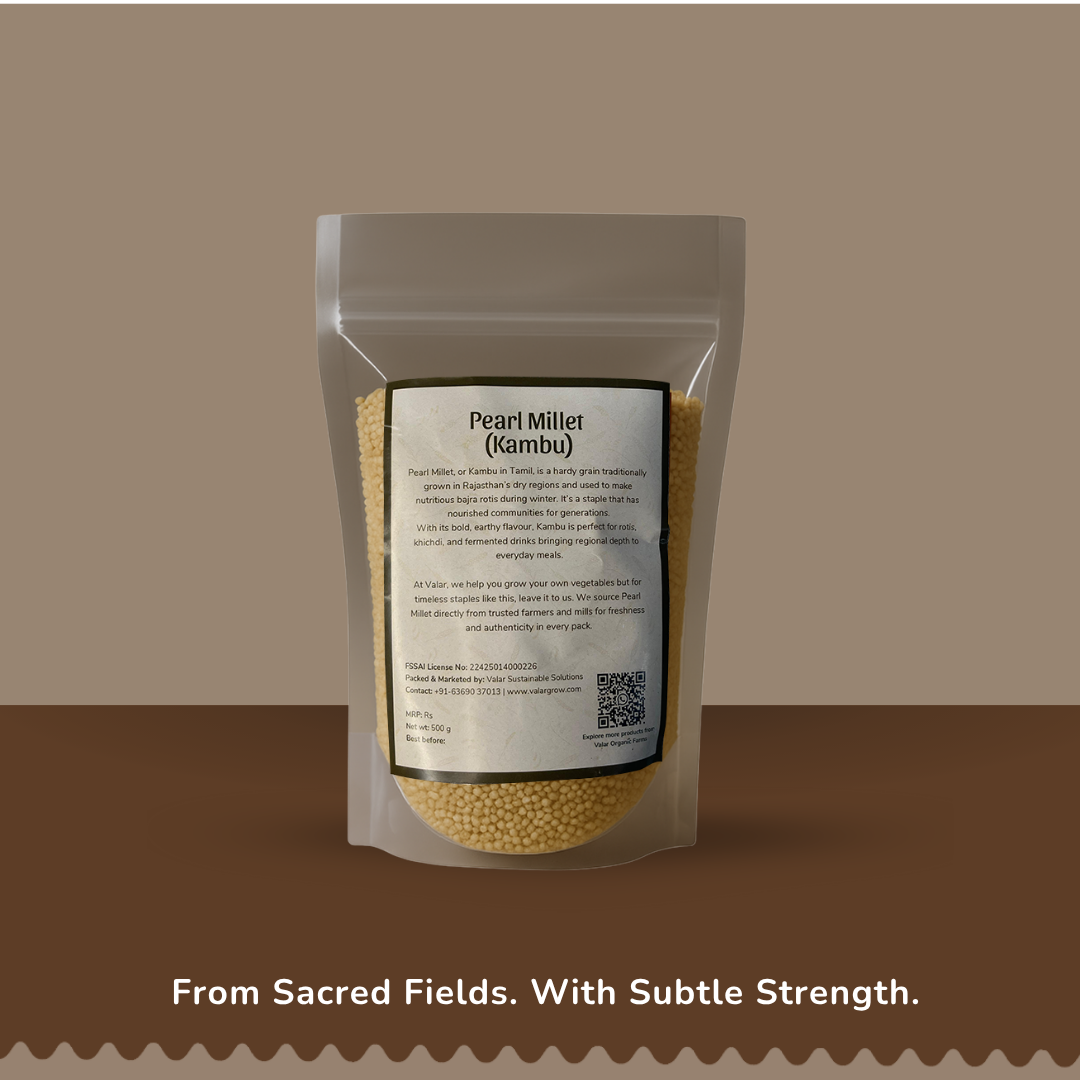 🌾 Valar Kambu (Pearl Millet) – 500g | Traditional Supergrain | Iron-Rich, Gluten-Free & Gut-Friendly Millet