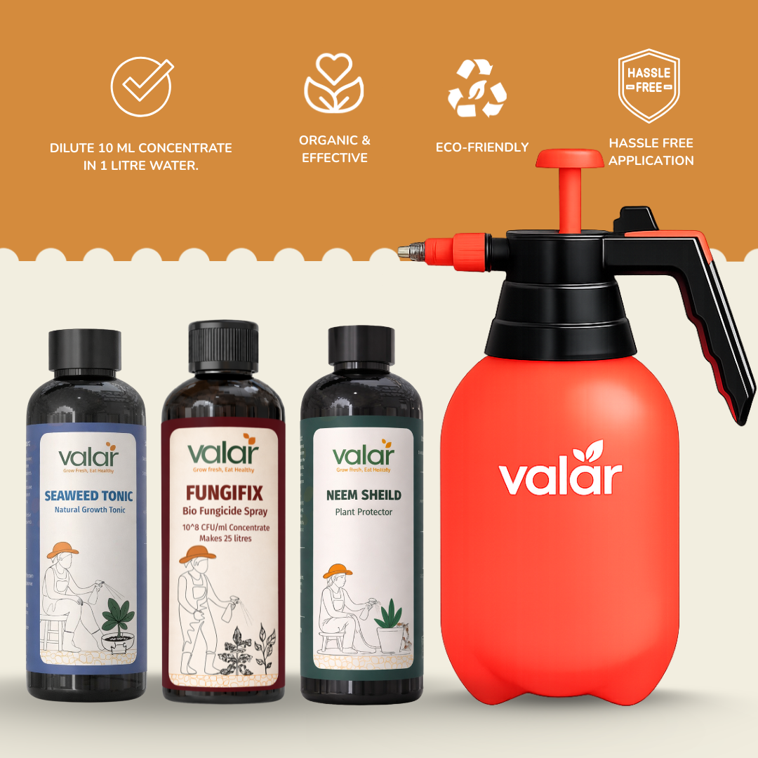 Plant Protection Concentrated Kit + Sprayer Combo (Neem sheild+ Fungicide + seaweed Tonic) (Makes 750 litres)