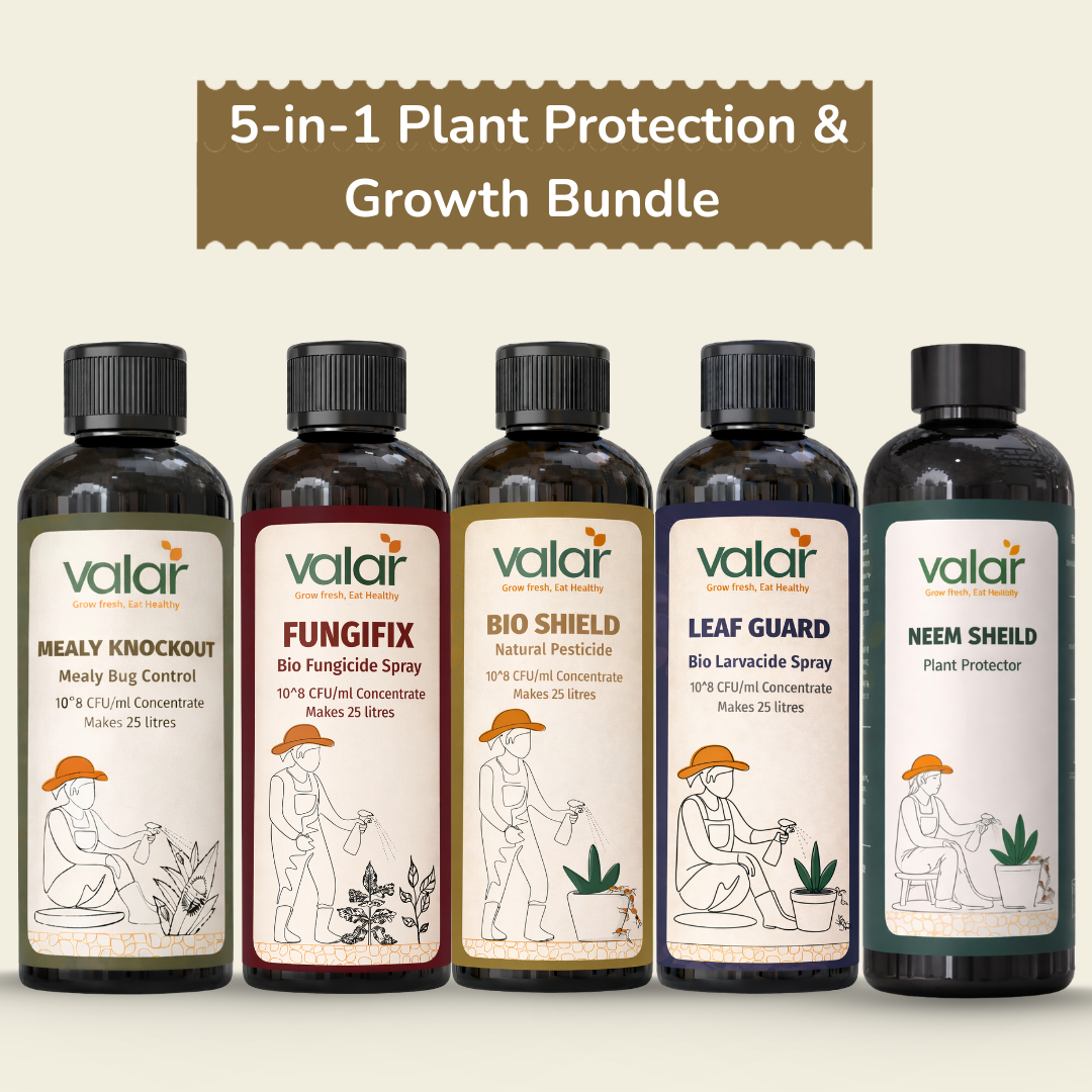 Complete 5-in-1 Plant Protection Combo (Mealy Bug Control + Bio Fungicide + Bio shield + Bio Larvacide + Neem Shield) (Makes up to 200 Litres) FREE Sprayer
