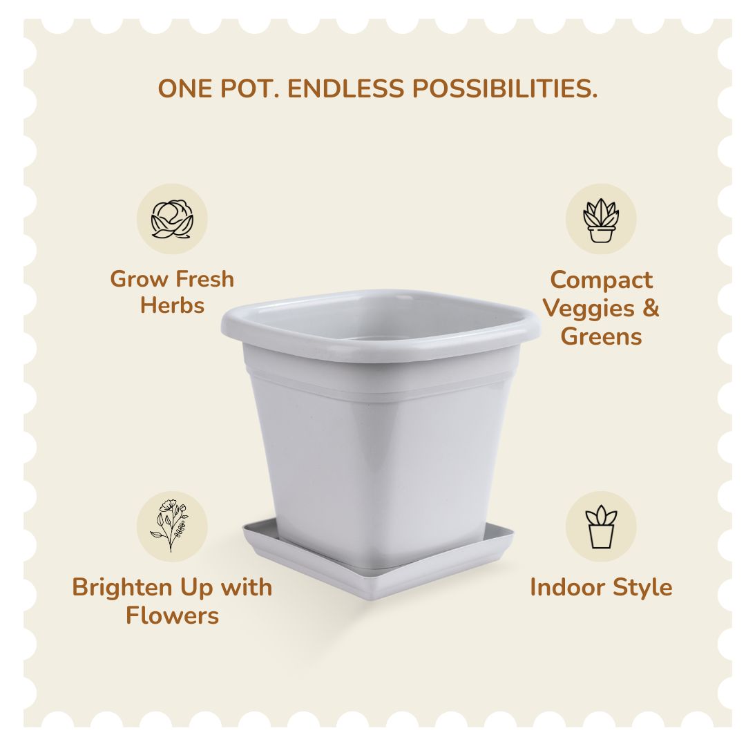 Valar 9 Inch Plastic Plant Pot (Pack of 5)for Herbs, Vegetables & Flowers | UV-Resistant, Crack-Proof Planter with Drainage Holes | Perfect for Balcony & Indoor Gardening