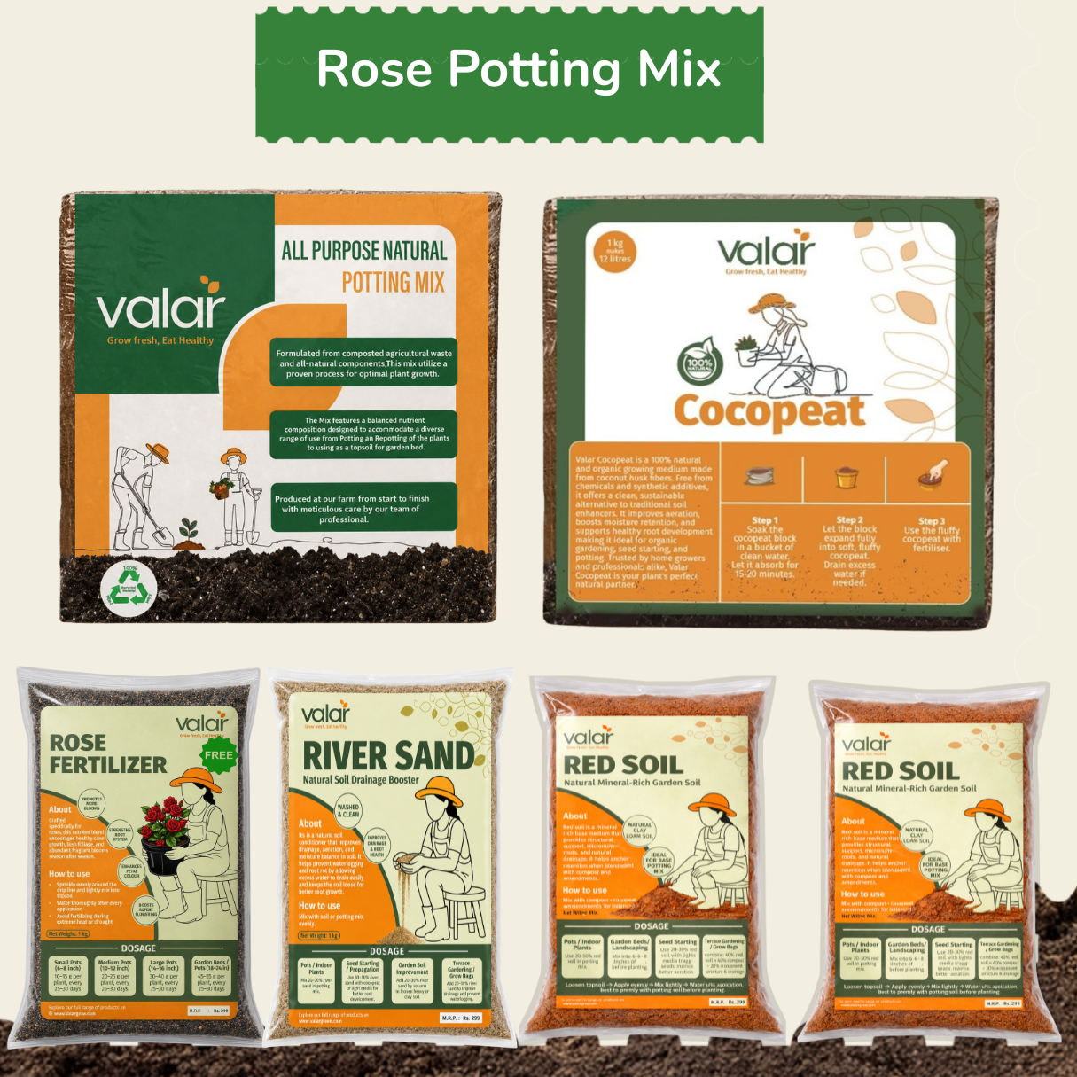 Rose Potting Mix & Fertiliser Combo (Makes 13 Kgs)